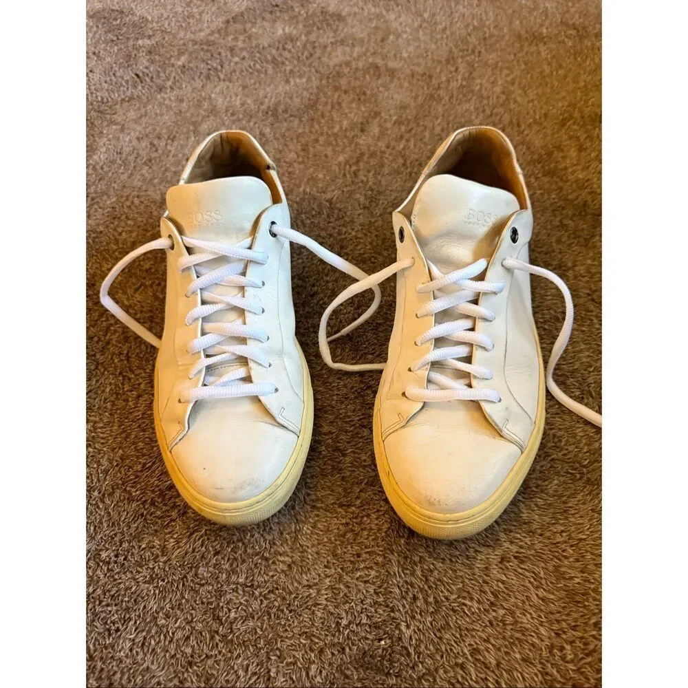 Hugo Boss Mirage Sneaker White Calfskin Leather SZ 42 US 8.5